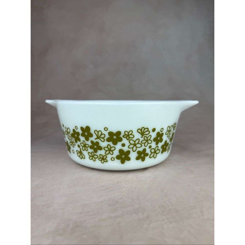 Vintage Pyrex Spring Blossom 474-B Mixing Bowl Green Flowers Pattern